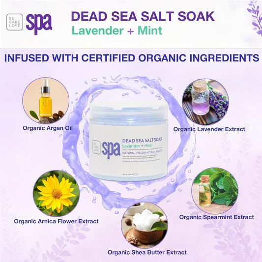 Bcl Spa Dead Sea Salt Soak - Bath Salt With Organic Jasmine + Coconut, Shae Butter, Arnica, Aloe Vera Juice, Chamomile, Argan Oil & Jojoba Oil Skin Exfoliator - Home/Professional Use 16 Fl Oz