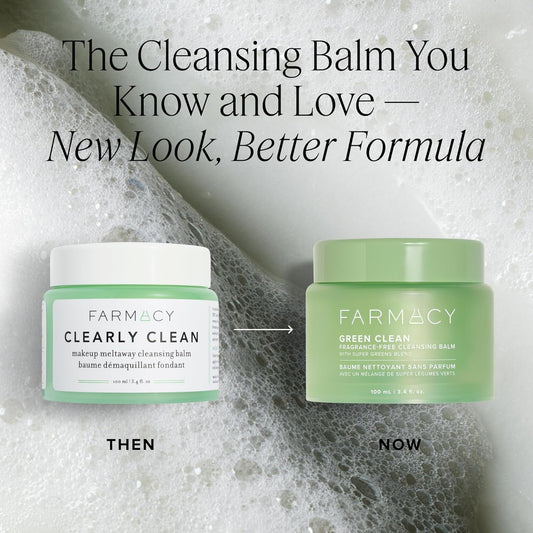 Farmacy Makeup Remover Cleansing Balm - Green Clean Waterproof Makeup Remover + Oil Based Cleanser - Newly Formulated Double Cleanser With Plant Based Waxes + Upcycled Moringa - Fragrance Free (30Ml)