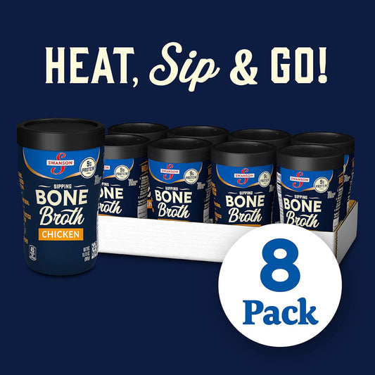 Swanson Sipping Bone Broth, Chicken Bone Broth, 10.75  Sipping Cup, Pack of 8