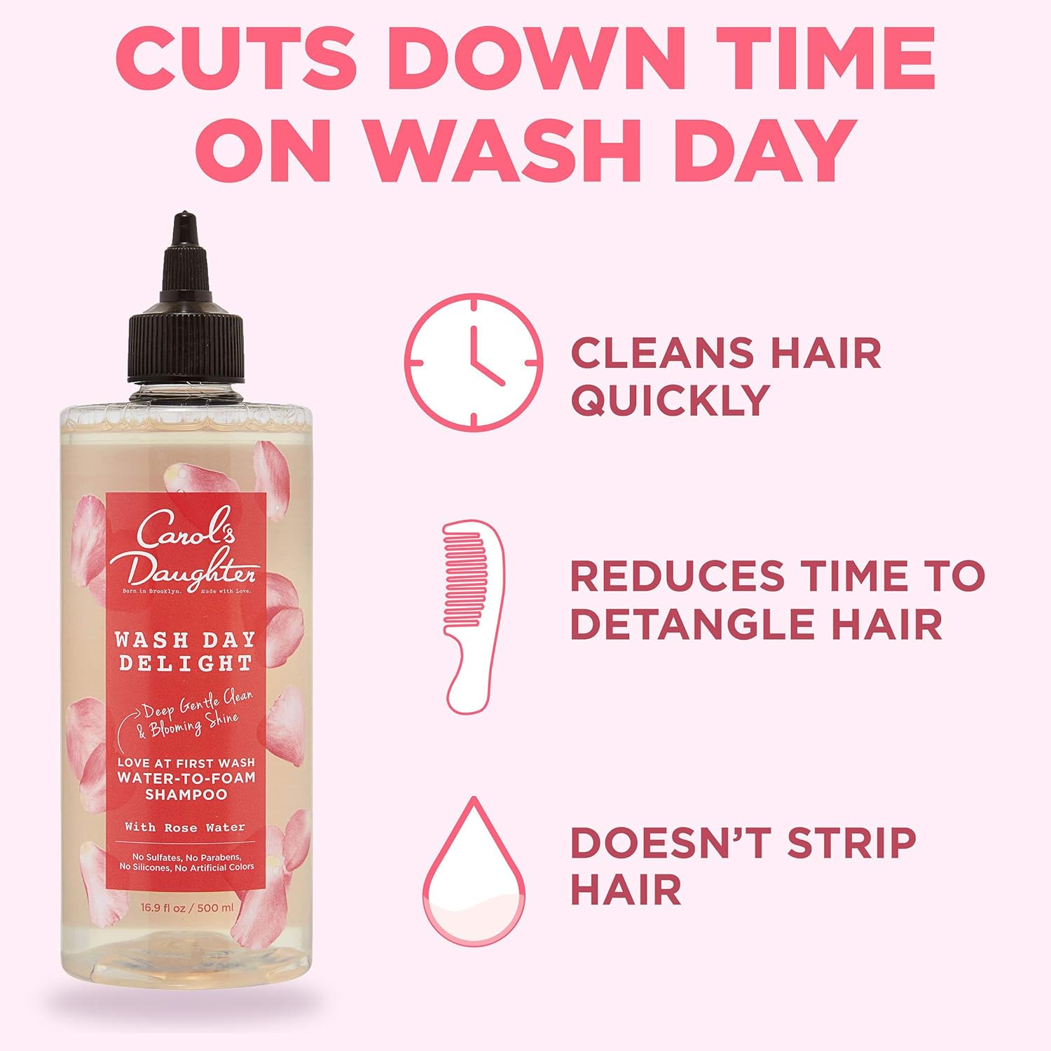 Carol's Daughter Wash Day Delight Sulfate Free Clarifying Shampoo and Deep Conditioner Set with Rose Water and Micellar - Best for Curly, Natural, and Textured Hair – Detangle and Moisturize : Everything Else