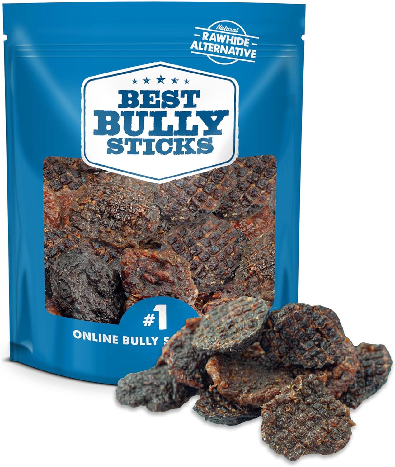 Best Bully Sticks 100% Beef Bully Stick Char Burger Slider Crunchy Dog Treats - Made Of All-Natural Bully Sticks - Bite-Sized & Highly Digestible - 0.5 Lb Bag