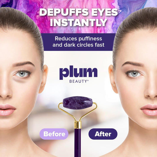 Amethyst Face Roller - Gua Sha Facial Tools, Jade Rollers For Face, Eye And Neck, Skin Care Kit For Men Women, Facial Massager For Wrinkles And Lifting, Self Care, Eye Rollers For Aging Skin