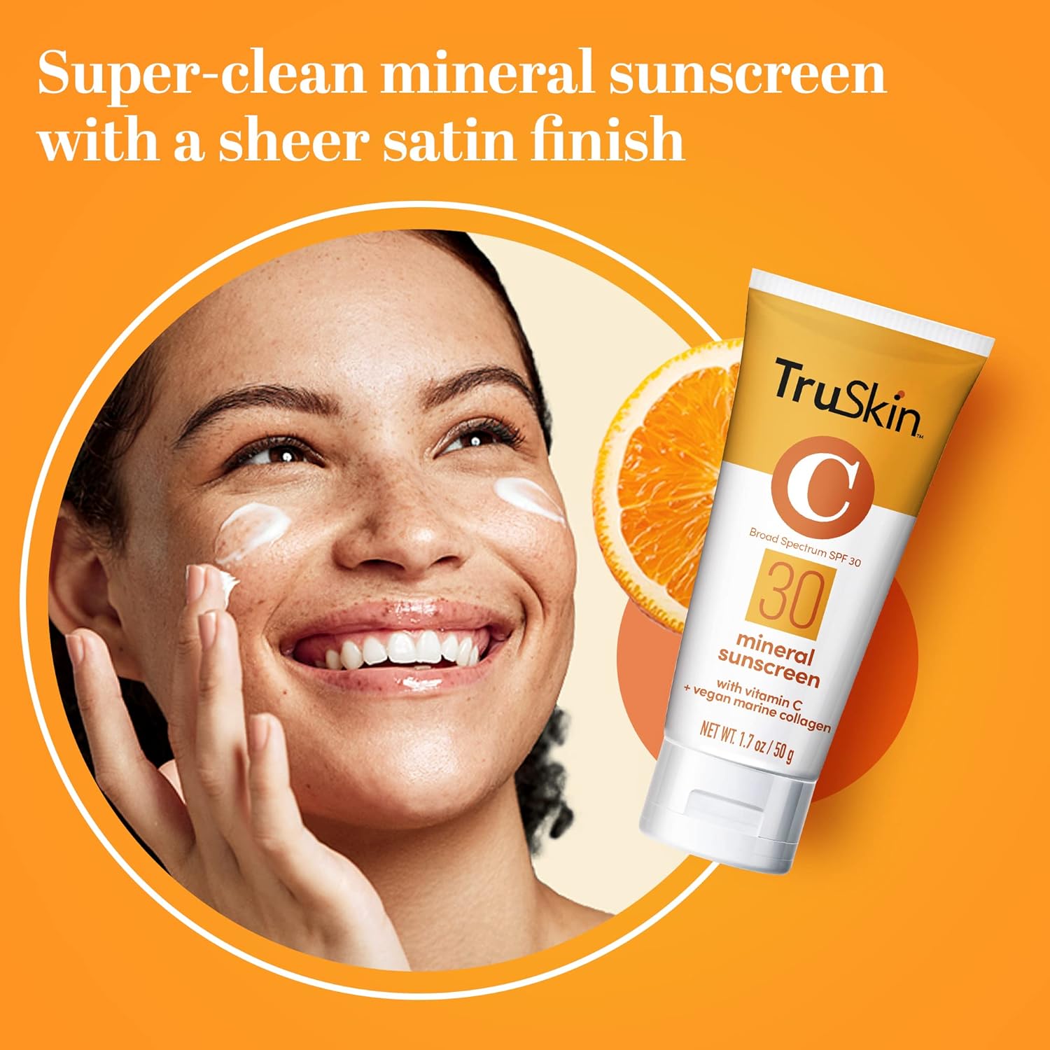 TruSkin Mineral Face Sunscreen SPF 30 – Broad Spectrum Mineral Sunscreen for Face with Zinc Oxide, Vitamin C & Vegan Marine Collagen – Lightweight Sunscreen for Sensitive Skin, 1.7 fl oz : Beauty & Personal Care