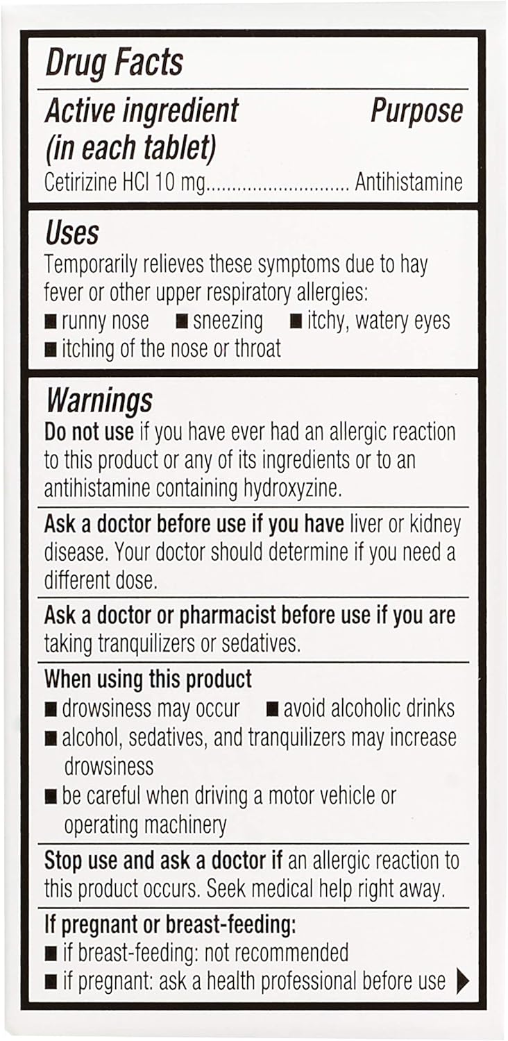 Rite Aid 24 Hour Allergy Relief with Cetirizine HCI Tablets, 10 mg - 120 Count | Allergy Medicine for Indoor & Outdoor Allergies : Health & Household