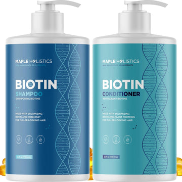 Volumizing Shampoo And Conditioner Set For Thinning, Dry, Damaged Hair - With Nourishing Biotin And Rosemary Oil