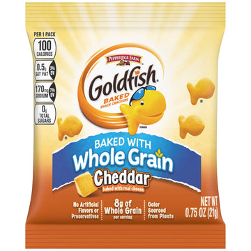 Pepperidge Farm Goldfish Whole Grain Snack Crackers, Cheddar, .75 Ounces, Pack Of 300