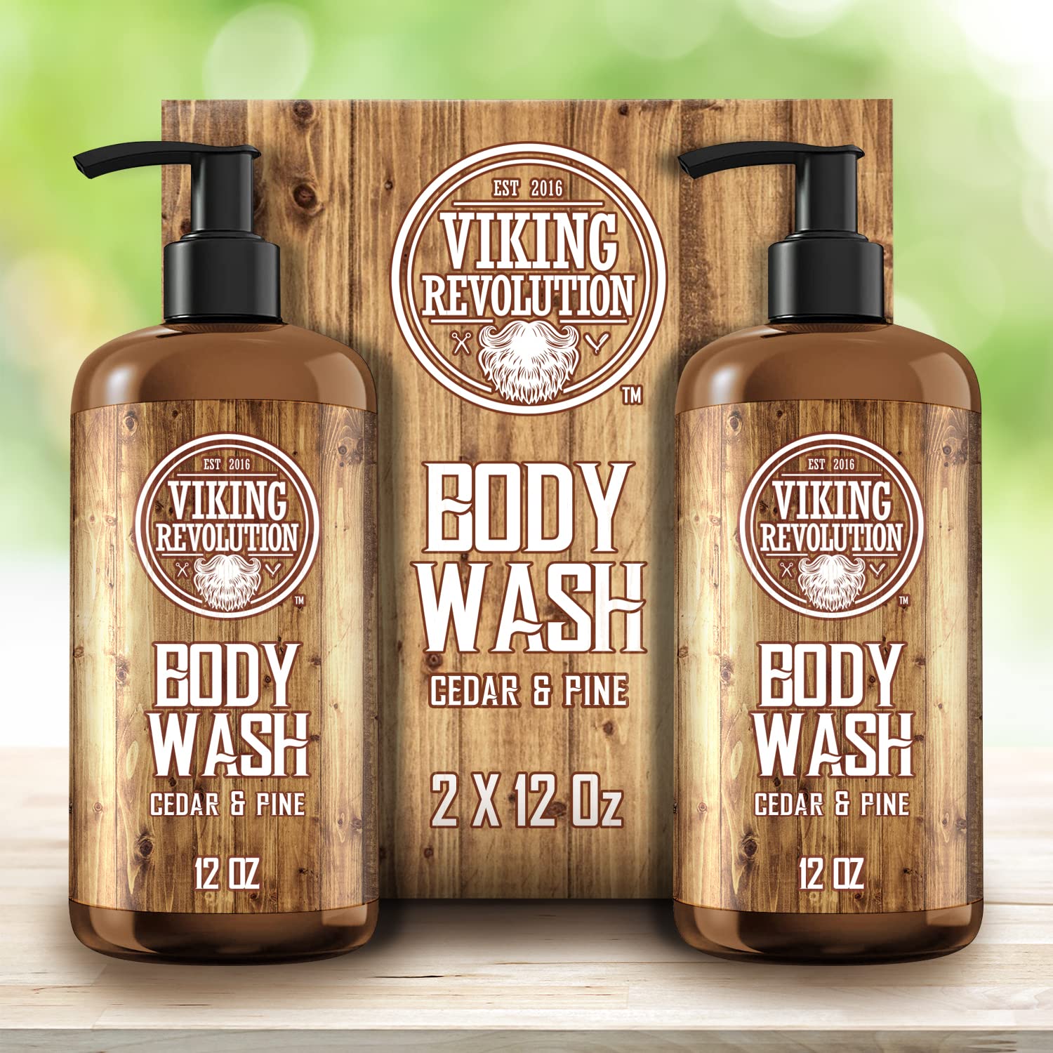 Viking Revolution Men's Body Wash - Cedar and Pine Oil Body Wash for Men - Mens Natural Body Wash with Vitamin E and Oregano Oil - Mens Shower Gel Liquid Soap - Cedar Oil Mens Bodywash (2 Pack, 12oz) : Beauty & Personal Care