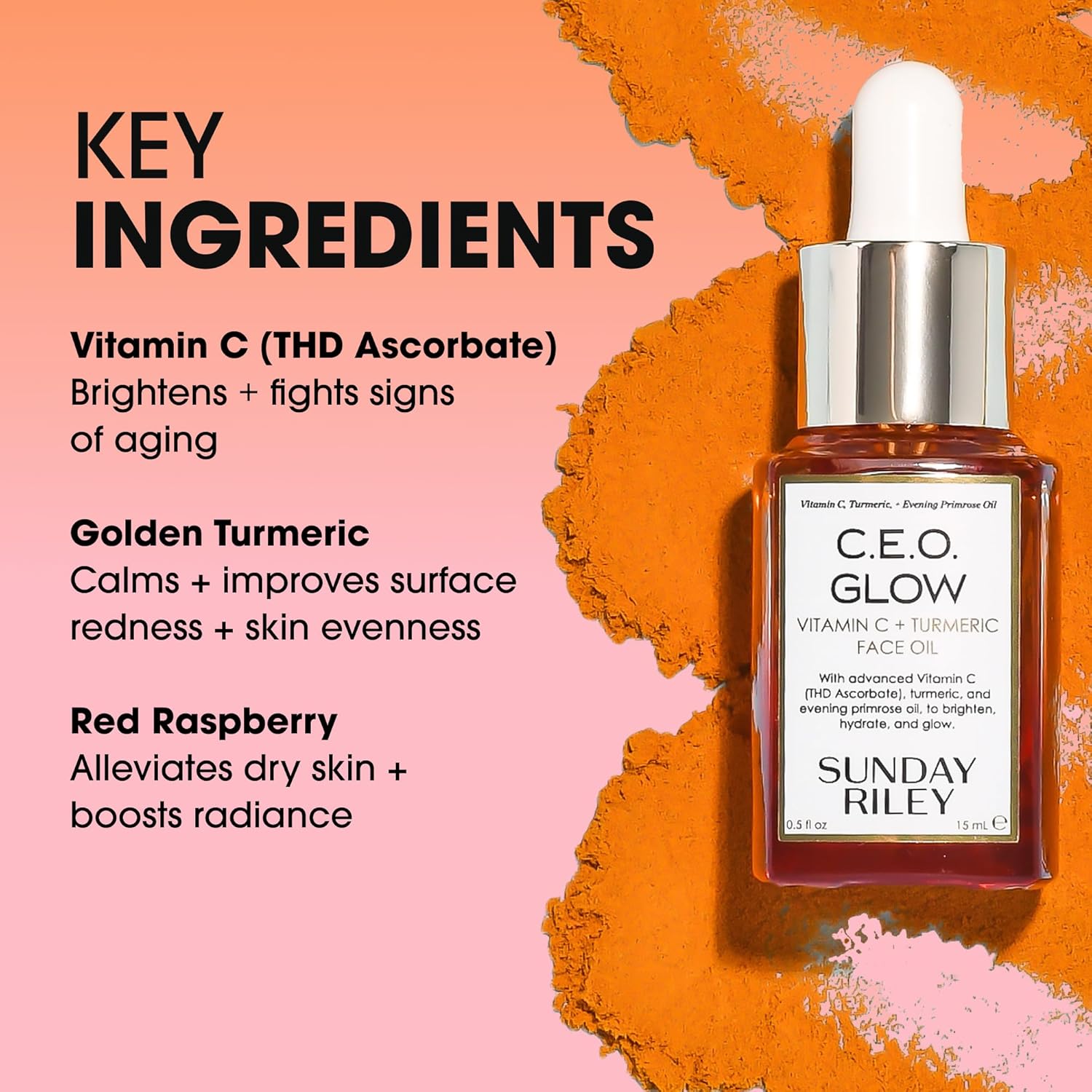 Sunday Riley C.E.O. Glow Vitamin C & Turmeric Face Oil, 0.5 Fl Oz : Sunday Riley: Beauty & Personal Care
