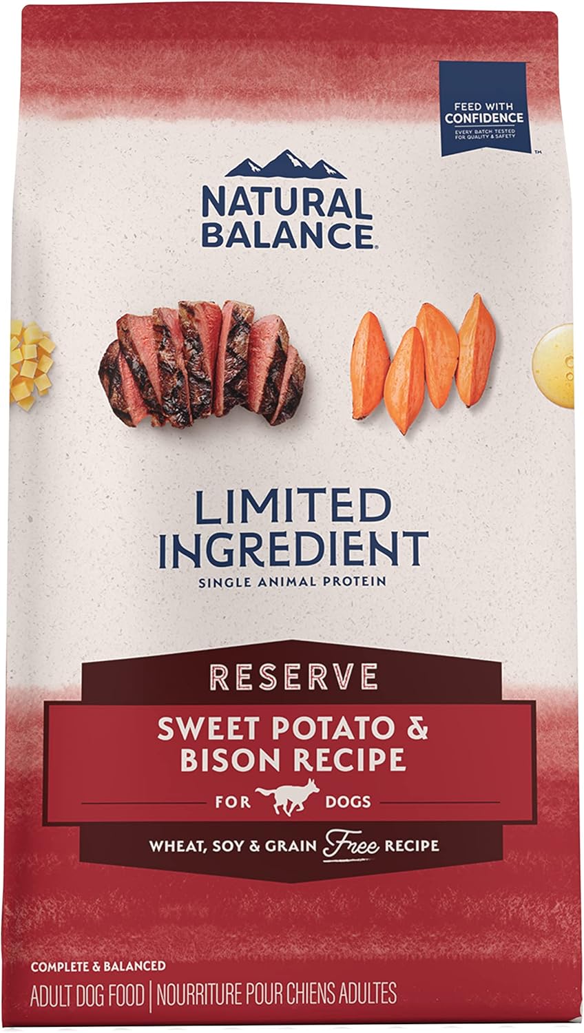 Natural Balance Limited Ingredient Adult Grain-Free Dry Dog Food, Reserve Sweet Potato & Bison Recipe, 12 Pound (Pack Of 1)