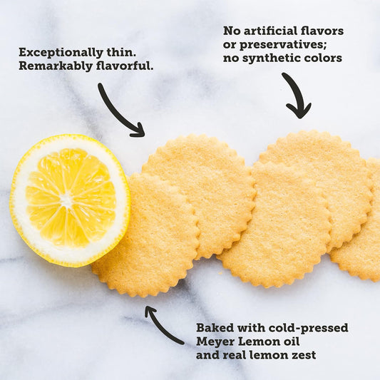 Dewey’S Bakery Meyer Lemon Moravian Cookie Thins | Baked In Small Batches | Real, Simple Ingredients | Time-Honored Southern Bakery Recipe | 9 Oz (Pack Of 6)