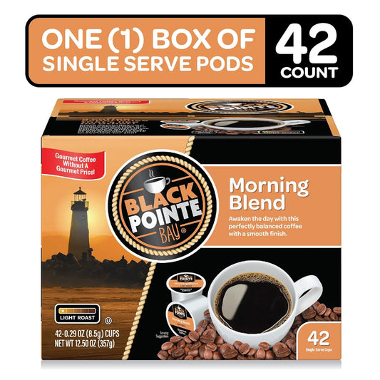 Black Pointe Bay Coffee, Morning Blend, Light Roast, 42 Count Single Serve Coffee Pods For Keurig K-Cup Brewers