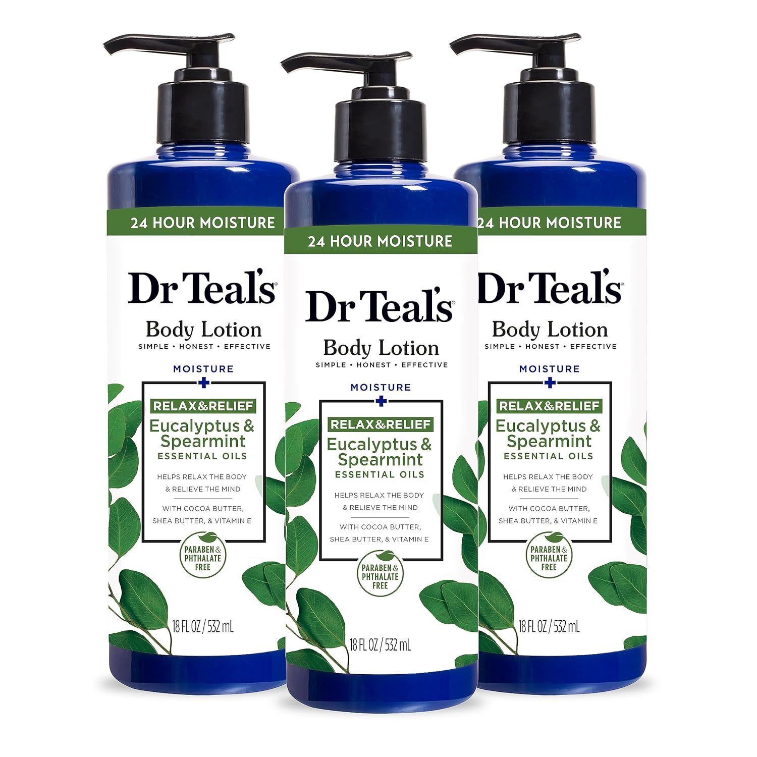 Dr Teal'S Body Lotion, Eucalyptus & Spearmint & Essential Oils, 18 Fl Oz (Pack Of 3)