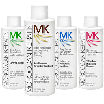 Hair Treatment Straightening Blowout Brazilian Smoothing Professional Results Salon And Home Use , Long Lasting Organic Results 4-6 Months 4Pc Set