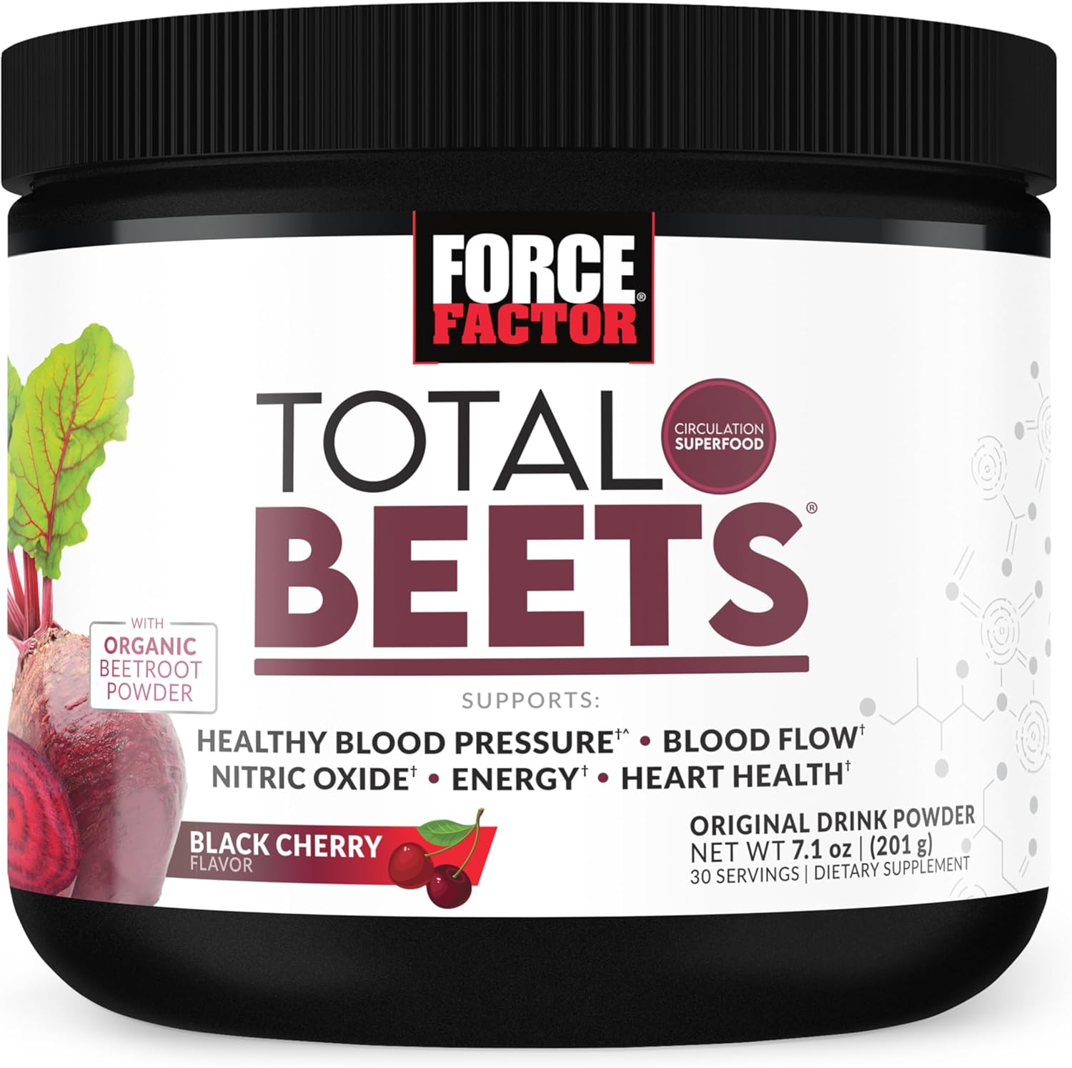Force Factor Total Beets Delicious Superfood Powder With Nitrates To Support A Healthy Heart, Circulation, Blood Flow, Nitric Oxide, Energy, Stamina, & Cardiovascular Heart Health, 30 Servings