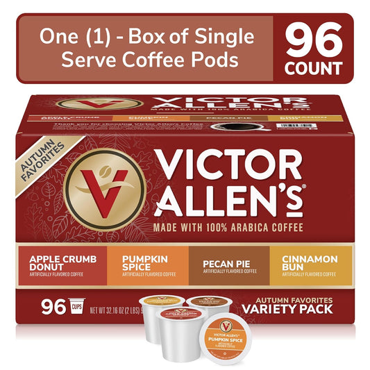 Victor Allen For K-Cup Keurig 2.0 Brewers, Coffee Single Serve Coffee Pods, Autumn Favorites Variety Pack, 96 Count