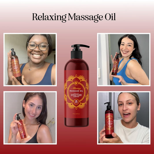 Relaxing Massage Oil For Massage Therapy - Aromatherapy Full Body Massage Oil With Enchanting Lavender Ylang Ylang Orange And Geranium Essential Oils - Naturally Scented Vegan Non Gmo & Gluten Free