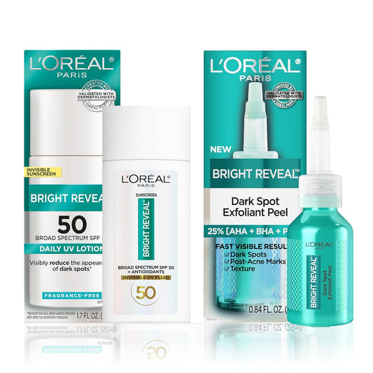 L'Oreal Paris Bright Reveal Exfoliant Peel + Broad Spectrum Daily Uv Lotion Spf 50, 1 Kit