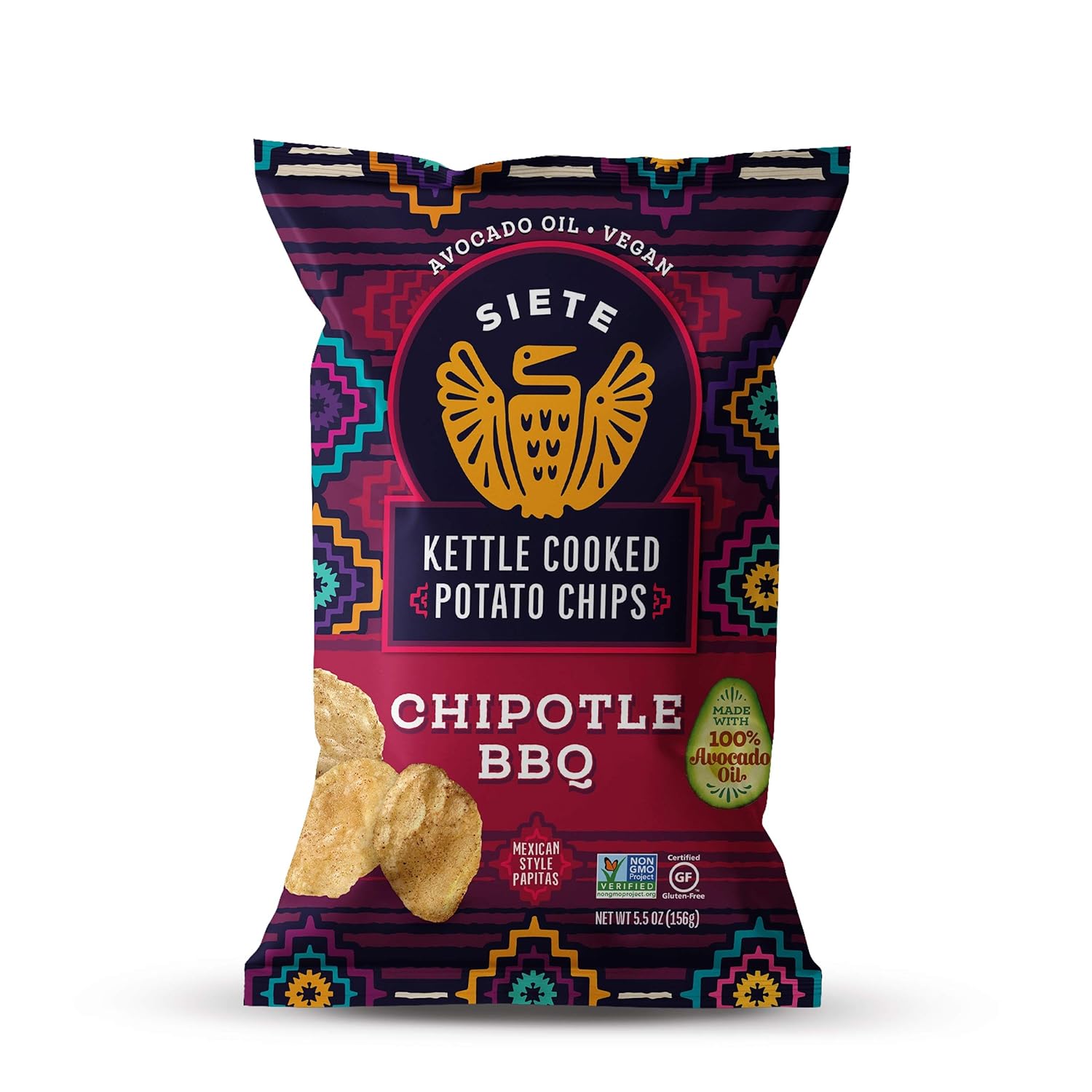 Siete Grain Free Potato Chips - Kettle Cooked | Gluten Free Chips | Vegan Snacks | Non Gmo | Chipotle Bbq, 5.5 Ounce (Pack Of 6)