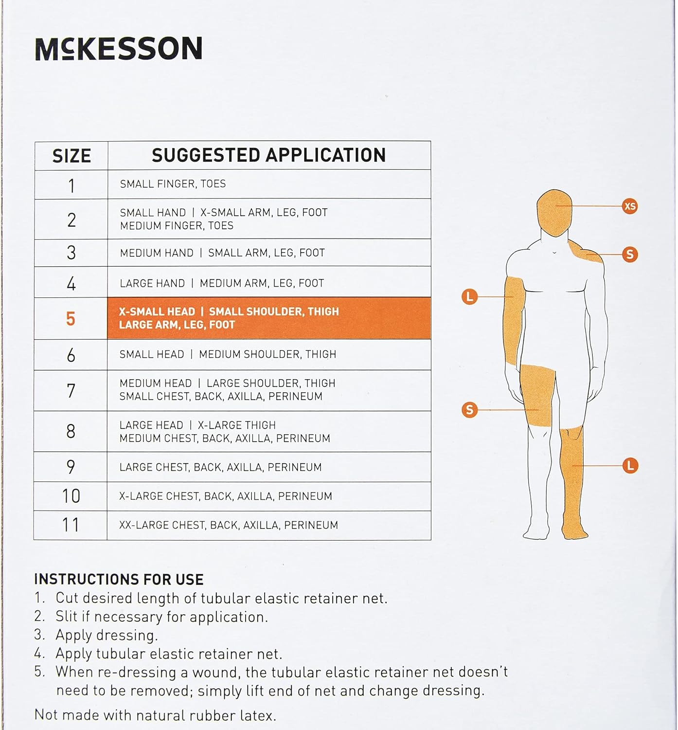 McKesson Tubular Elastic Retainer Net Dressing, Non-Sterile, Head, Shoulder, Thigh, Size 5, 14 1/2 in x 25 yd, 1 Count, 10 Packs, 10 Total : Health & Household