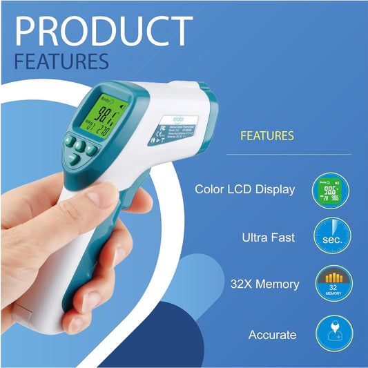 Elate Non Contact/No Touch Digital Forehead Thermometer for Adults, Kids, and Babies. Accurate Hospital Medical Grade Touchless Temporal Thermometer FSA HSA Approved