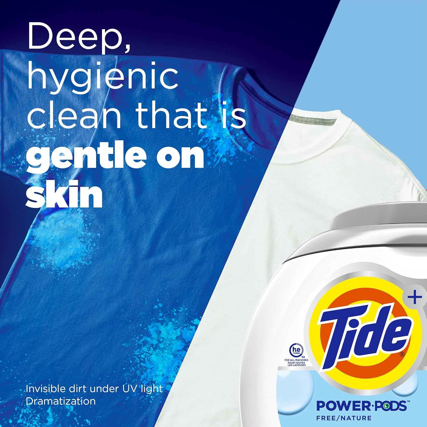 Tide Hygienic Clean Heavy Duty 10X Free Power Soap Pods Laundry Detergent, White, Unscented, 48 Count