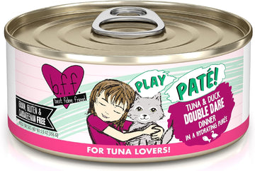 Weruva B.F.F. Play - Best Feline Friend Paté Lovers, Aw Yeah!, Tuna & Duck Double Dare With Tuna & Duck, 5.5Oz Can (Pack Of 8)