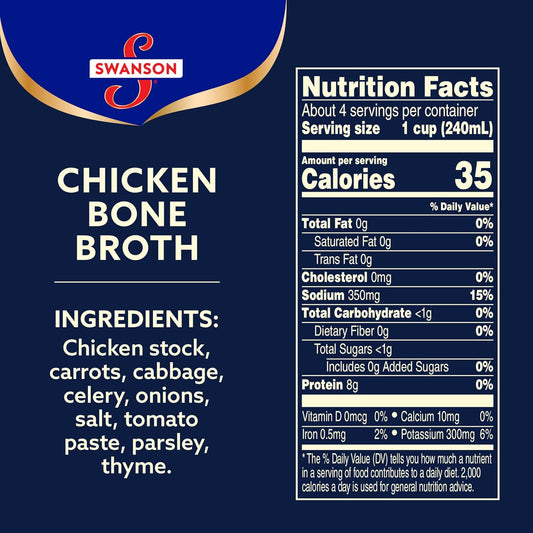 Swanson Chicken Bone Broth, 32 Oz Carton