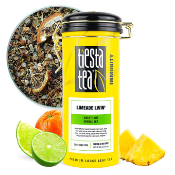 Tiesta Tea - Limeade Livin - Sweet Lime Herbal Tea - Loose Leaf Tea Blend - Non Caffeinated Fruit Tea - Make Hot Or Iced Tea Up To 50 Cups - 4 Oz Refillable Tin