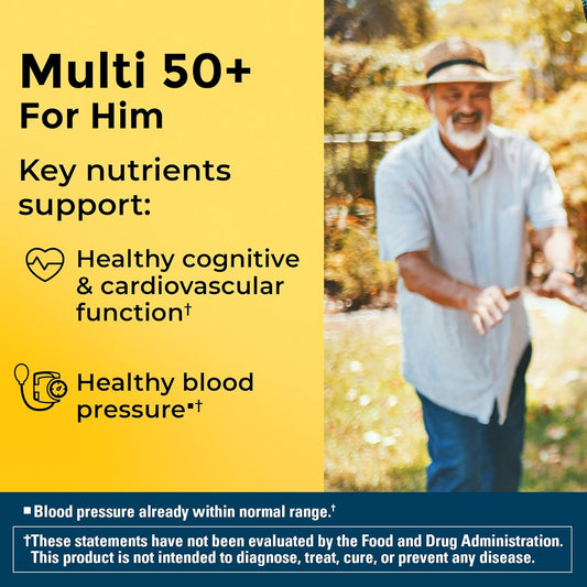 Nature Made Multivitamin For Him 50+, Mens Multivitamins For Daily Nutritional Support, Multivitamin For Men, 90 Tablets, 90 Day Supply
