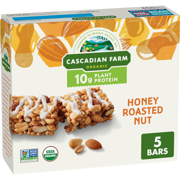 Cascadian Farm Organic Honey Roasted Nut Protein Granola Bars, Individually Wrapped, 5 Bars, 8.85 oz