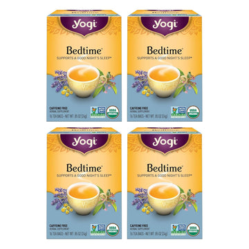 Yogi Tea Bedtime Tea - 16 Tea Bags Per Pack (4 Packs) - Chamomile & Passionflower Herbal Tea Blend - Tea To Support A Good Night'S Sleep - Includes Lavender, Licorice Root, Spearmint & Cardamom