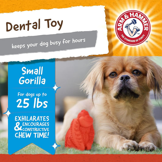 Arm & Hammer for Pets Super Treadz Mini Gorilla Dental Chew Toy for Dogs Dog Dental Chew Toys Reduce Plaque & Tartar Buildup Without Brushing for Dogs up to 25 Lbs (Pack of 24)