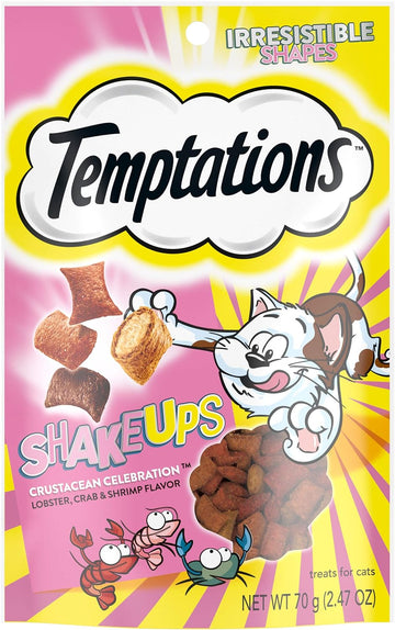 TEMPTATIONS ShakeUps Crunchy and Soft Cat Treats, Crustacean Celebration Flavor, (12) 2.47 oz. Pouches