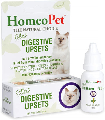 HomeoPet Feline Digestive Upsets, Natural Pet Digestive Support for Cats and Kittens, Safe and Natural Cat or Dog Medicine, 15 Milliliters