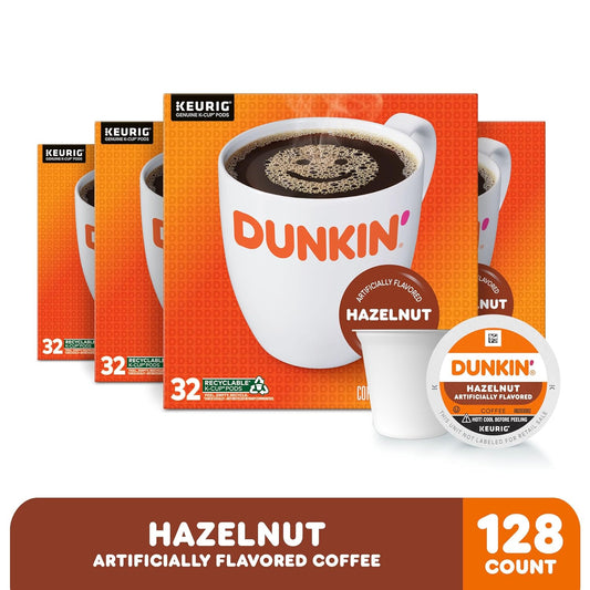 Dunkin' Hazelnut Flavored Coffee, 128 Keurig K-Cup Pods