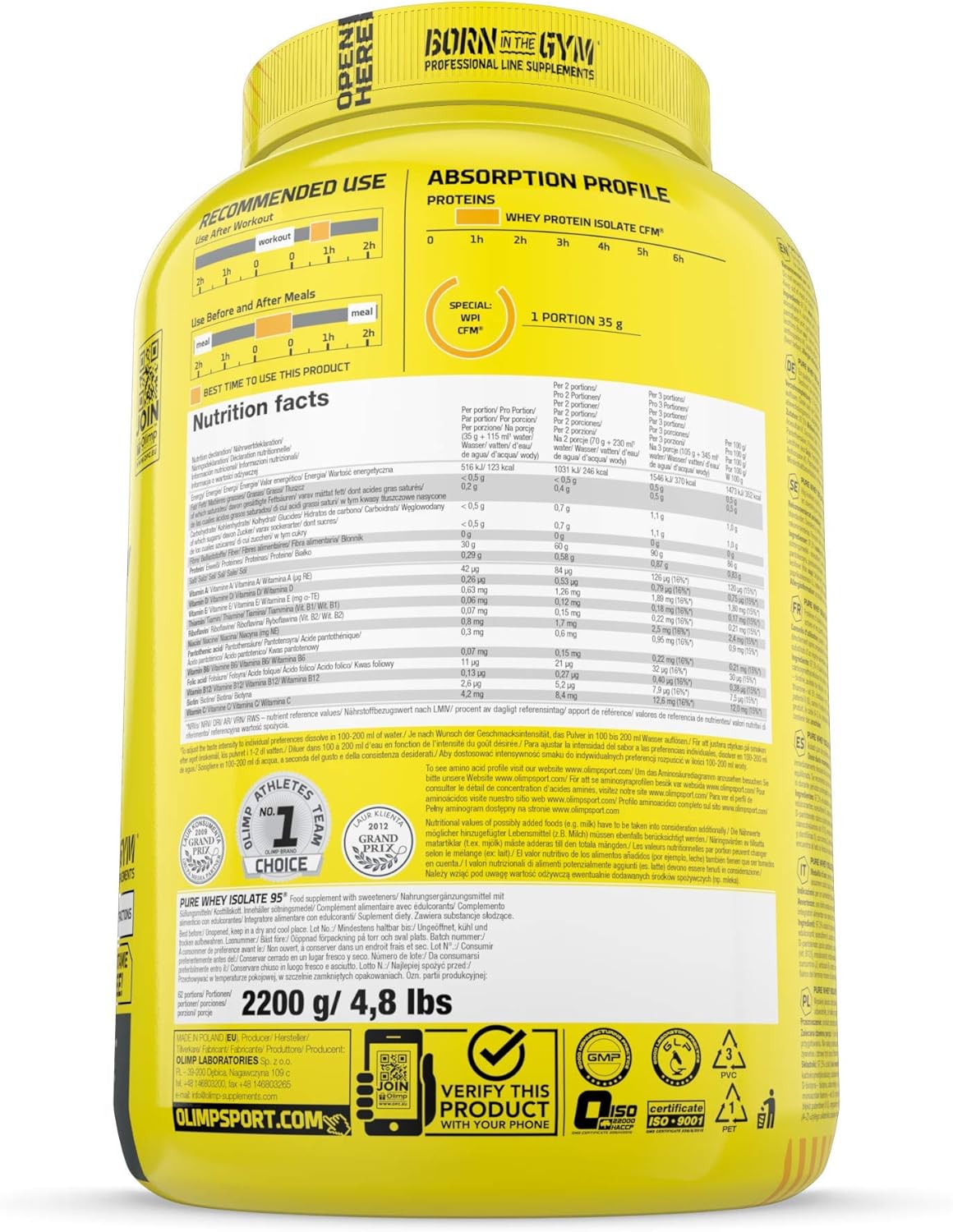 Olimp Labs Vanilla Pure Whey Isolate 95, 600g, 28438 : Amazon.co.uk: Health & Personal Care