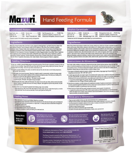 Mazuri | Hand Feeding Formula For Baby Birds | 4 Pound (4 Lb) Bag