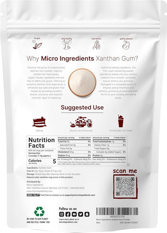 Xanthan Gum Powder, 2lb (32oz) | Premium Quality for Keto-Baking & Diet | Unflavored Thickening Agent for Cooking & Baking | Non-GMO, Gluten Free, Keto & Vegan Friendly