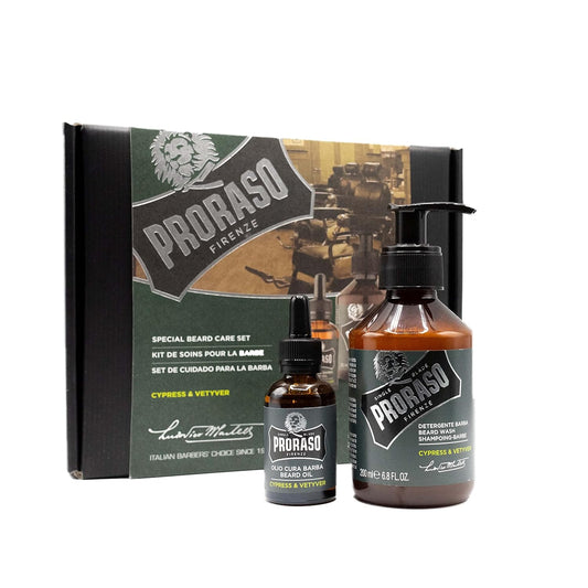 Proraso Beard Care Kit For Men | Beard Wash & Beard Oil Tame, Cleanse & Detangle Full, Thick And Coarse Beards | Cypress And Vetyver