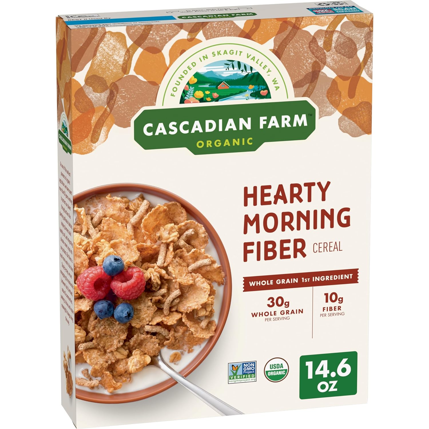 Cascadian Farm Organic Hearty Morning Fiber Cereal, Non-GMO, 14.6 oz