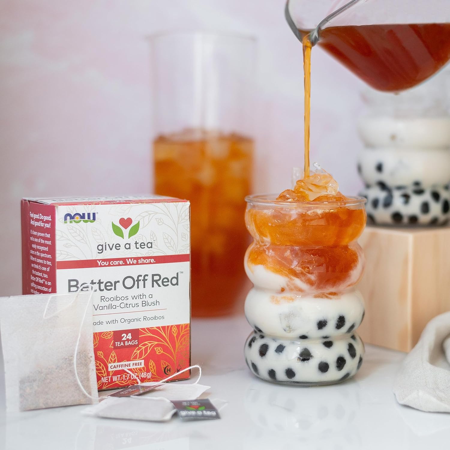 Now Foods Give A Tea™ Better Off Red™ Rooibos Tea With A Vanilla-Citrus Blush, Caffeine-Free, 24 Bags (Pack Of 2)