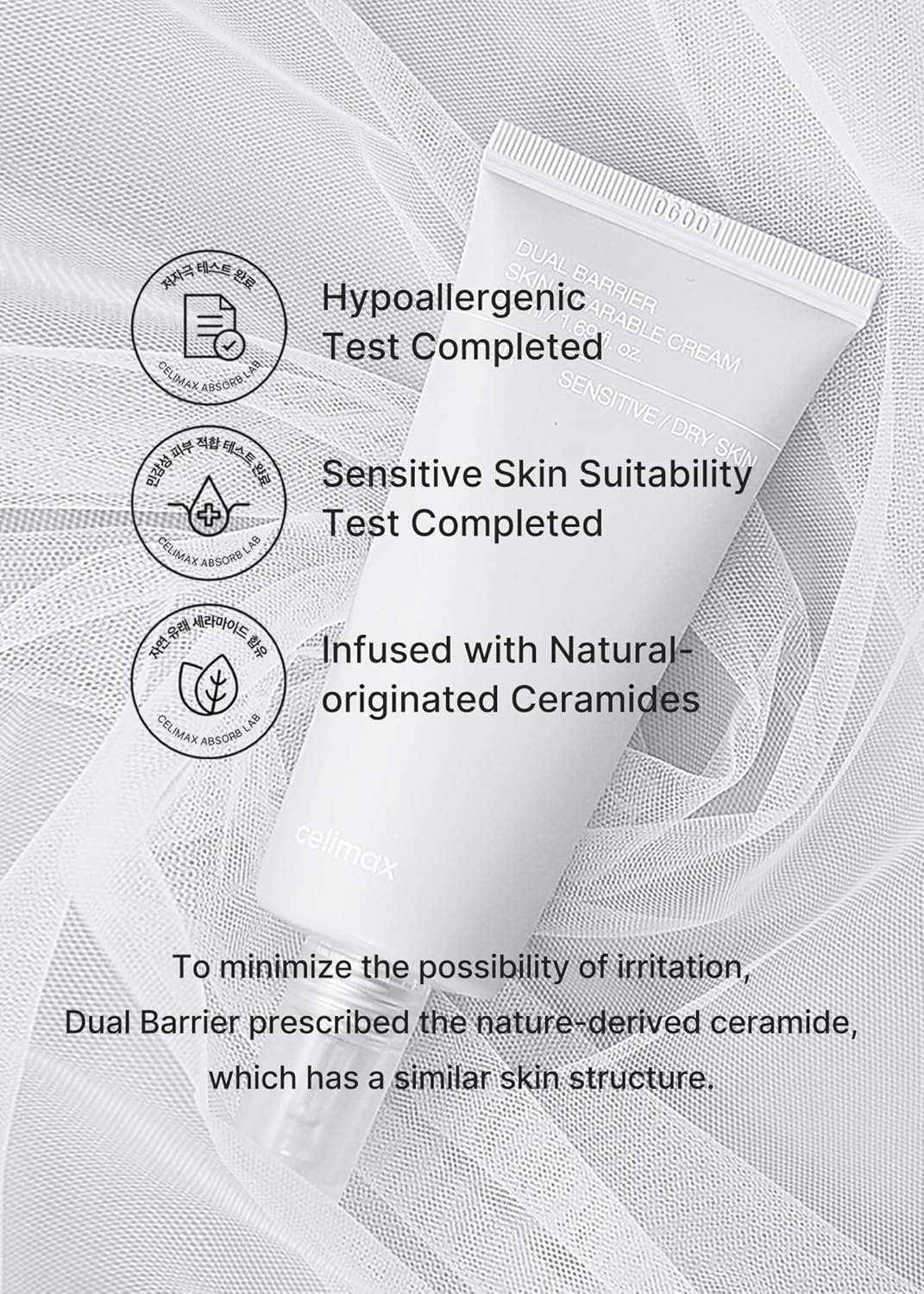 Celimax Dual Barrier Skin Wearable Cream | Long Lasting Cream Face Moisturizer With Ceramides, Hyaluronic Acid, Moisturizing, Hydrating, Soothing, Repairing, Day & Night Cream, 50Ml : Beauty & Personal Care