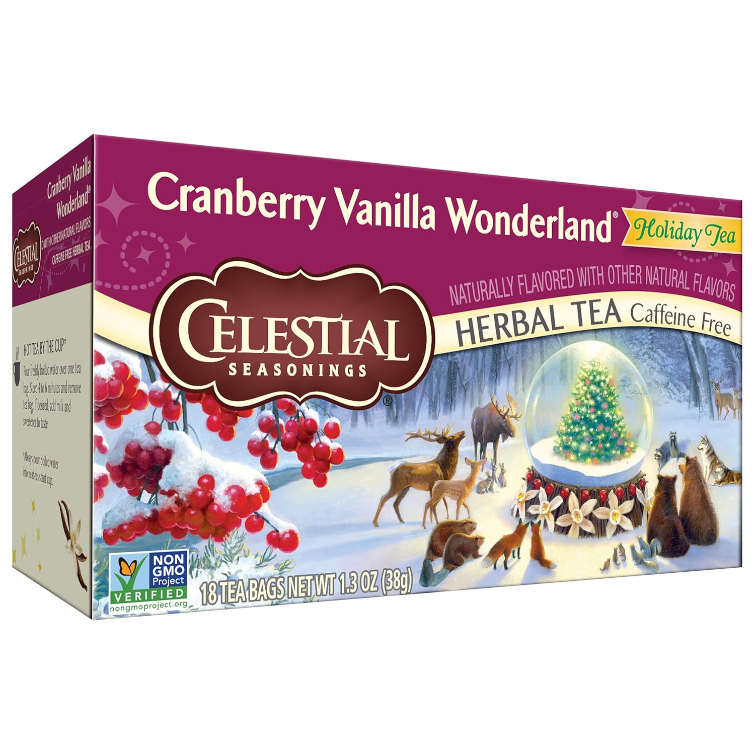 Celestial Seasonings Herbal Tea, Cranberry Vanilla Wonderland, 18 Count (Pack Of 6)