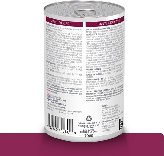 Hill'S Prescription Diet I/D Digestive Care With Turkey Canned Dog Food, Veterinary Diet, 13 Oz, (Pack Of 12) Wet Food
