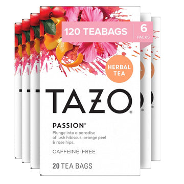 Tazo Tea Bags, Iced Or Hot, Passion Herbal Tea, 20 Tea Bags (Pack Of 6)