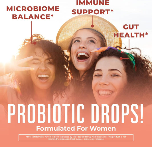 USDA Organic Womens Probiotic Liquid Drops by MaryRuth's | Probiotics for Digestive Health | Targeted Gut Health for Women | Healthy Microbiome Balance | Vegan | Dairy Free | 30 Servings