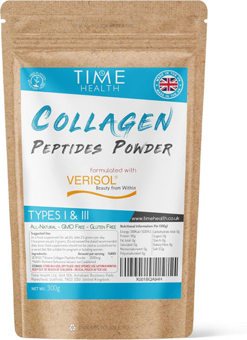 Collagen Peptides Powder - Grass Fed - Bovine - Types I & Iii - Clinically Studied Brand Verisol® Hydrolysed Bioactive Collagen Peptides® (300G Powder Pouch)