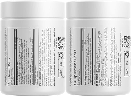 Codeage Multi Collagen Protein Capsules 5 Types, Ashwagandha Withania Somnifera & Organic Amla Berry + Sbo Probiotic Blend 50 Billion Cfu Bundle, Lactobacillus Plantarum, Bacillus Subtilis, Non-Gmo