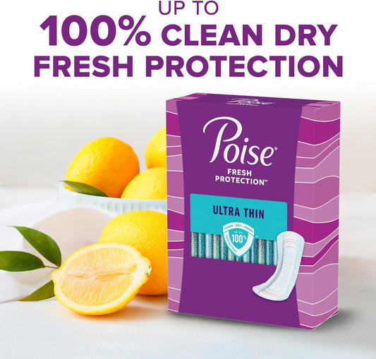 Poise Ultra Thin Incontinence Pads & Postpartum Incontinence Pads, 4 Drop Moderate Absorbency, Regular Length, 60 Count, Packaging May Vary