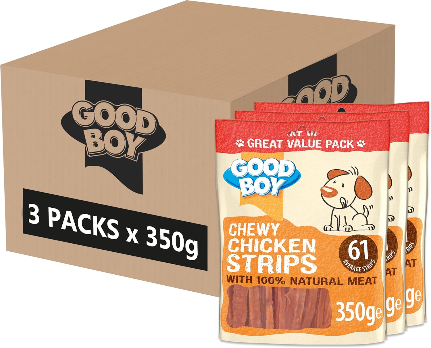 Good Boy Chewy Chicken Strips 350G (Pack Of 6)